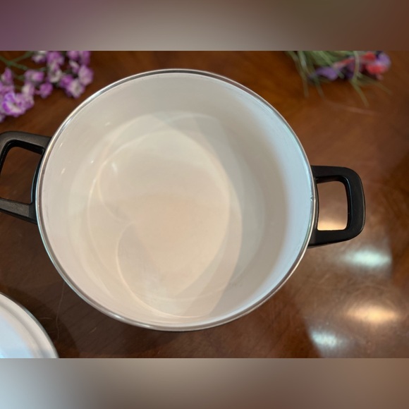 Vintage MCM Fancipan Autumn Leaf Brown Paisley 9”x3” Enamel Stew Pan w Lid - Picture 7 of 11